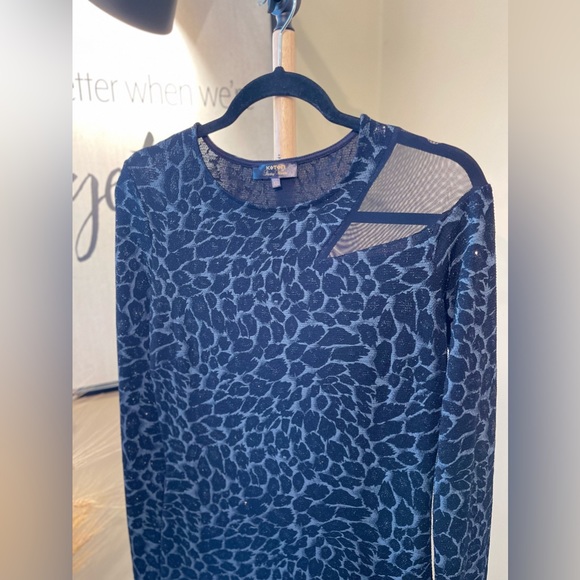 Leopard Print Long Sleeve Black-Gray Party Wear Dress - Picture 3 of 8